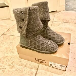UGG Gray Knit Winter Boots